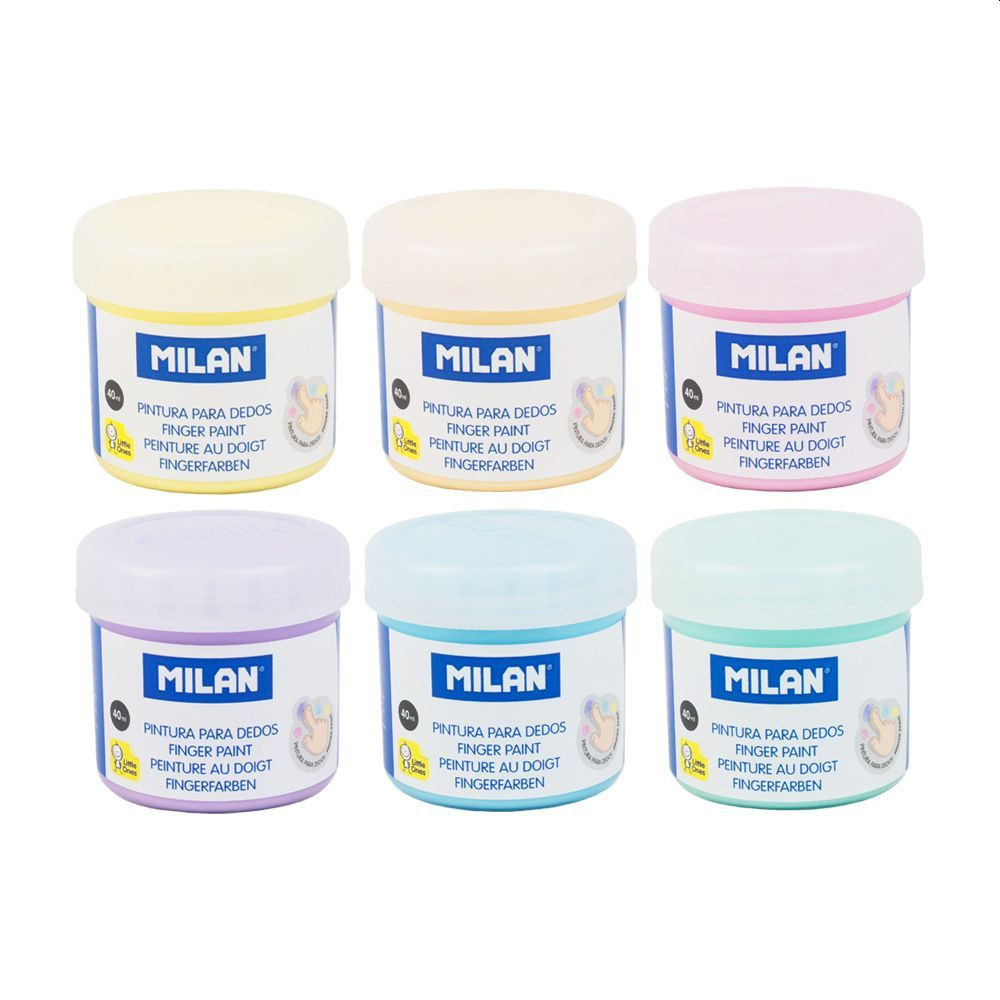 Acuarele pentru pictura cu degetele, pastel, set 6 culori x 40 ml, MILAN